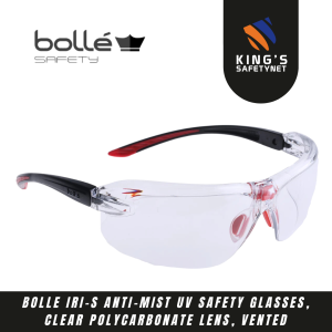 Bolle IRI-s Anti-Mist UV Safety Glasses, Clear Polycarbonate Lens, Vented