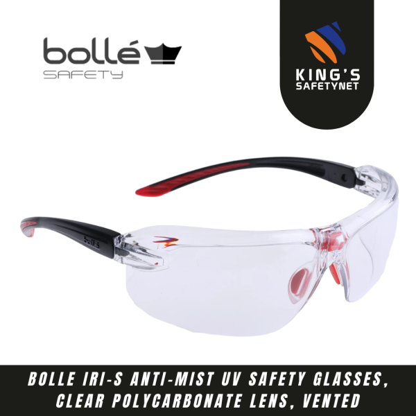 Bolle IRI-s Anti-Mist UV Safety Glasses, Clear Polycarbonate Lens, Vented