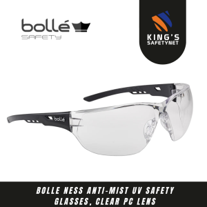Bolle NESS Anti-Mist UV Safety Glasses, Clear PC Lens