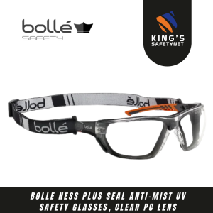 Bolle NESS plus seal Anti-Mist UV Safety Glasses, Clear PC Lens
