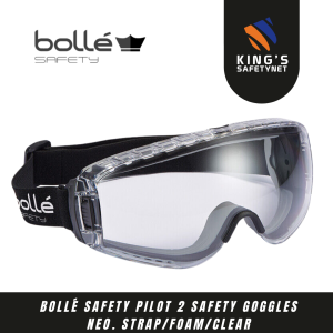 Bollé Safety Pilot 2 Safety Goggles Neo. Strap/Foam/Clear