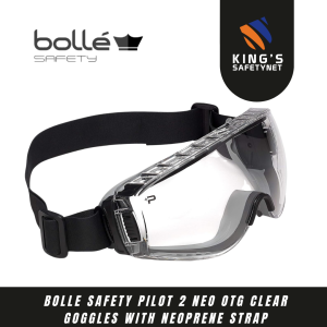 Bolle Safety PILOT 2 NEO OTG Clear Goggles with Neoprene Strap