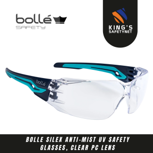 Bolle SILEX Anti-Mist UV Safety Glasses, Clear PC Lens