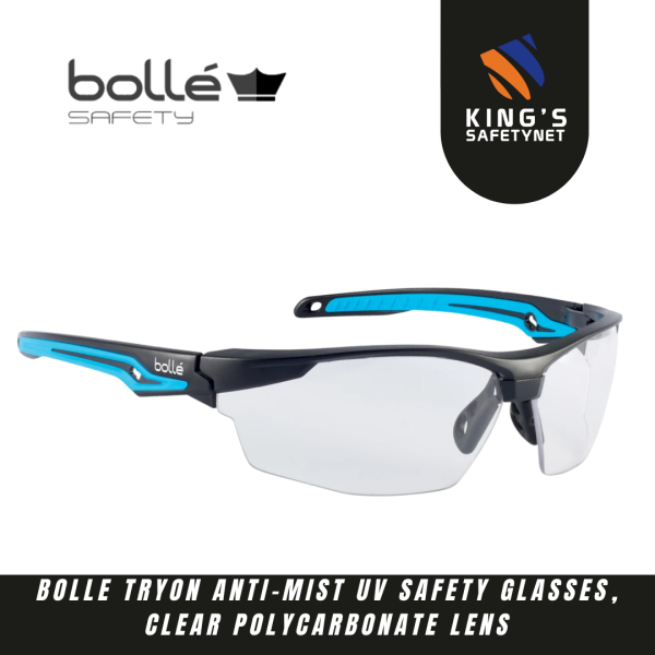 Bolle TRYON Anti-Mist UV Safety Glasses, Clear Polycarbonate Lens