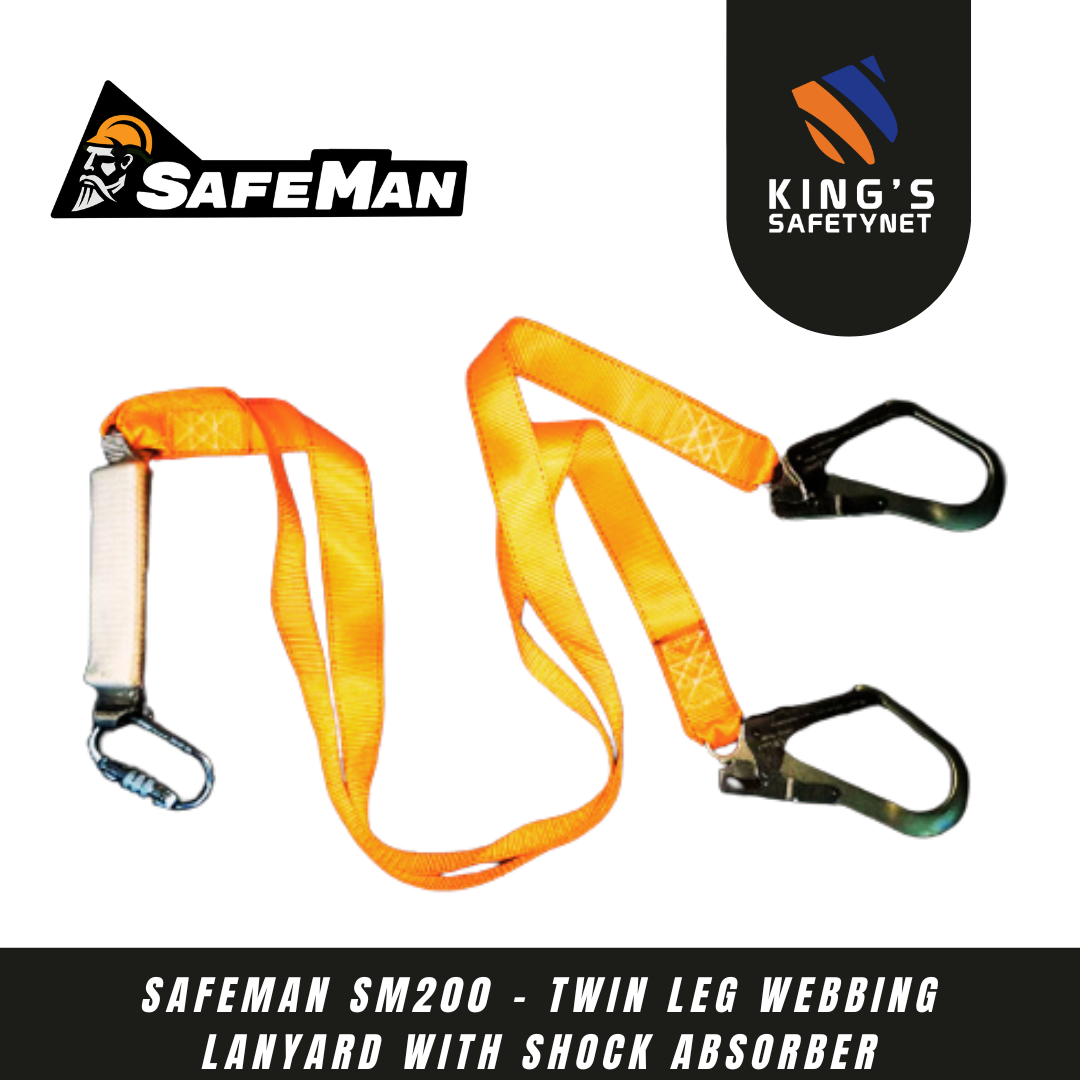 SAFEMAN SM200 - TWIN LEG WEBBING LANYARD WITH SHOCK ABSORBER